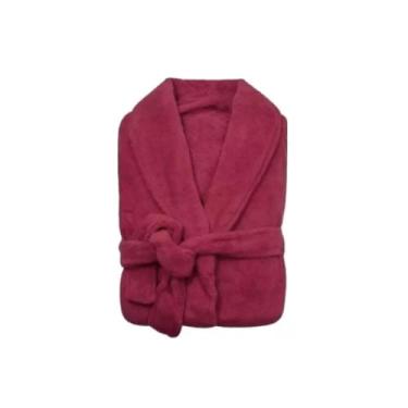 Imagem de Roupão Plush Microfibra Adulto Extra Macio Unissex Tamanho Único - Confortável para Dormir e Relaxar em Casa (PINK)