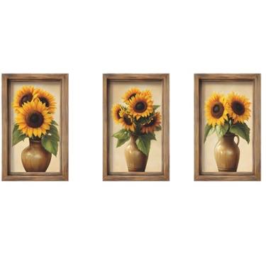 Imagem de Achang Adesivos de parede de plantas, porta-fotos, vaso de girassol, adesivo de decoração de parede, descasque e cole para sala de estar, quarto, TV, parede, sala de aula, decoração