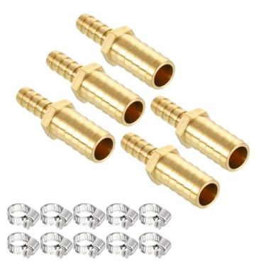 Imagem de Kozelo Pacote com 5 acessórios de mangueira de latão de 1,27 cm para 5/40.6 cm com braçadeira de mangueira de 10 peças para máquinas domésticas, banheiras de massagem e sistemas de irrigação