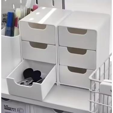Imagem de Organizador de gaveta de 3 camadas, organizador de armazenamento de mesa para material de escritório e cosméticos - organizador de mesa multiuso com bandejas, perfeito para mesa, penteadeira, bancada