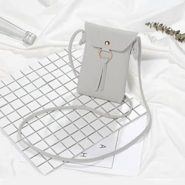 Imagem de Pequena bolsa tiracolo para celular feminina mini bolsa transversal, Cinza, Tendência