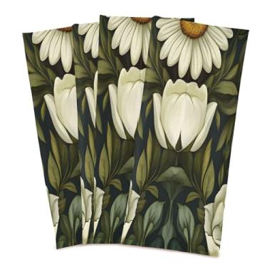 Imagem de xigua Conjunto de 4 panos de prato de cozinha florais vintage, macios e altamente absorventes de secagem rápida para limpeza de pratos e limpeza à mão, 71 x 45 cm