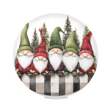 Imagem de STAYTOP Gnomos de Natal fofos jogos americanos redondos 6 peças, tapetes de mesa antiderrapantes fáceis de limpar para casa, cozinha, churrasco, festa, decoração de mesa