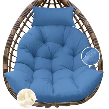 Imagem de Tycdiose Almofada de substituição para cadeira de ovo para pendurar ao ar livre, almofada grossa para cadeira de ovos, impermeável, cesta de ovos, almofada com encosto de cabeça, almofadas em forma de