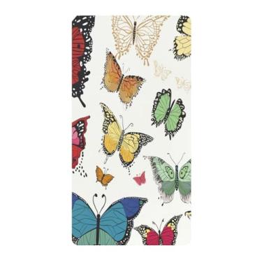 Imagem de Blueangle Lençol de berço padrão para berço infantil - Lençóis de algodão macio e respirável com borboletas coloridas (555)