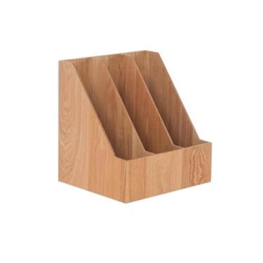 Imagem de Escritório Porta-arquivos 3 compartimentos verticais porta-arquivos de revistas, organizador mesa pasta documentos Organizador de mesa(Natural)