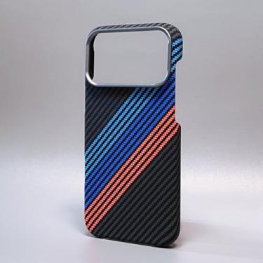 Imagem de Capa de luxo em fibra de carbono, fina, para iPhone 17, 13, 14, 15, 16 Pro Max, resistente a impactos, com lente de liga metálica, proteção para câmera, ultrafina e rígida em policarbonato, azul e ve