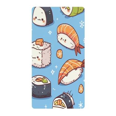 Imagem de Blueangle Lençol de berço padrão para berço infantil - Lençóis de algodão macio e respirável com sushi Kawaii (60)