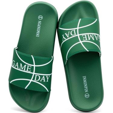 Imagem de INMINPIN Sandália infantil para meninos e meninas, com sprots de bola, ultraconfortável, praia, piscina, chuveiro, escorregador doméstico, ambientes internos e externos para fãs de esportes, Basquete