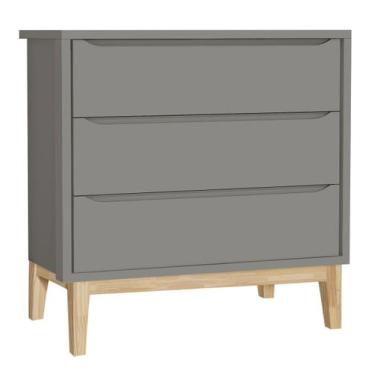 Imagem de Cômoda Gaveteiro Classic New Cinza Fosco com Natural - MoveisAqui - RE