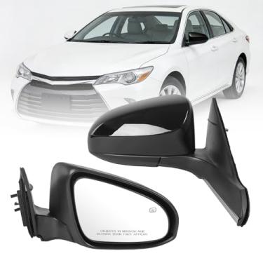 Imagem de JDMSPEED Retrovisor de porta do lado direito do passageiro compatível com Toyota Camry 2015 2016 2017 com vidro elétrico aquecido manual dobrável preto substitui 8790606041 (5 pinos)