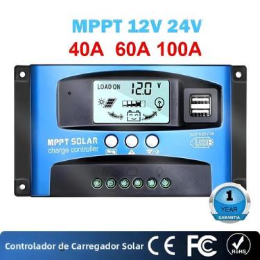 Imagem de Controlador De Carga Solar MPPT Y&H 40A 60A 100A Com LCD, Saída USB Du