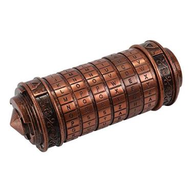 Imagem de Cofre com Cilindro de Fechamento do Alfabeto Retro Código Da Vinci Criptex Senha Personalizada para Aniversário e Dia dos Namorados Ideal Amigos Famílias Guardar Notas Chaves Objetos Valor