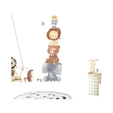 Imagem de Adesivos De Parede Para Quarto Infantil Com Régua De Altura De Animais