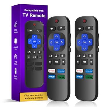 Imagem de Controle remoto universal para TV Roku (pacote com 2) – Substituição para TVs Roku TCL/Hisense/Sharp/Onn/Insignia, com botões de atalho para Netflix/Prime Video/Hulu/VUDU(preto)