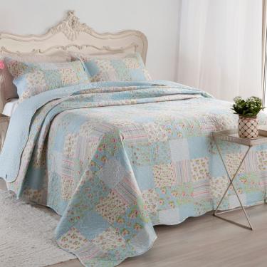 Imagem de Kit Cobre Leito Colcha Casa Scarpa Mix Queen Estampado Dupla Face Floral 3 Peças - Karina