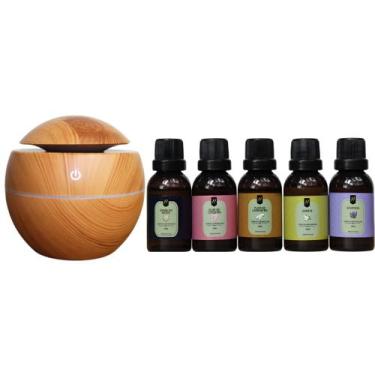 Imagem de Combo Difusor Elétrico + 5 Essências de 30ml hidrossolúveis Kit:Florai