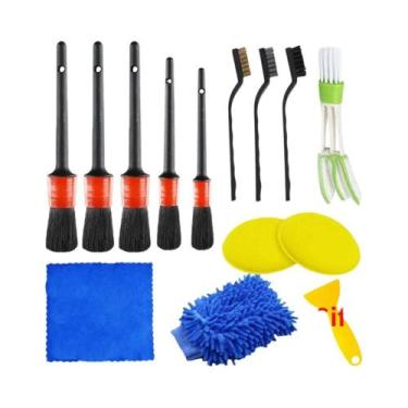 Imagem de Kit De Escovas Para Detalhamento De Carros Para Limpeza Automotiva Com