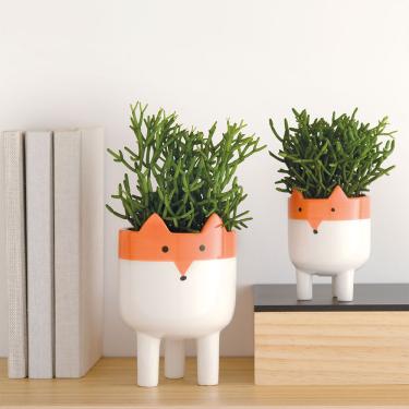 Imagem de Cachepot "Raposa" Branco e Laranja Em Ceramica 13 cm M02 - D'Rossi