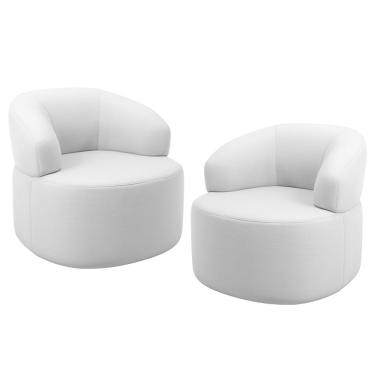 Imagem de Kit 02 Poltronas Giratória Orgânica Para Sala de Estar Living Helena L02 Facto Branco - Lyam Decor