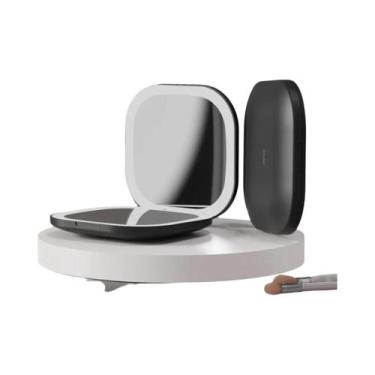 Imagem de Espelho De Maquiagem LED Portátil Para Mulheres Com Dupla Face, 3x Amp