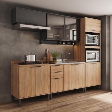 Imagem de Armário De Cozinha Completa C Balcão Miami Urban Carraro Preto C Freijó
