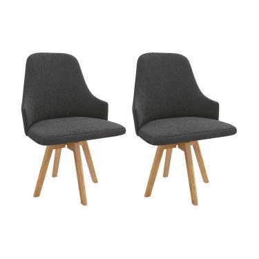 Imagem de Kit 2 Cadeiras Sala Jantar Suria 1C002CA Premium Madeira Maciça 2 Un Carvalho/Boucle Chumbo - Kappesberg