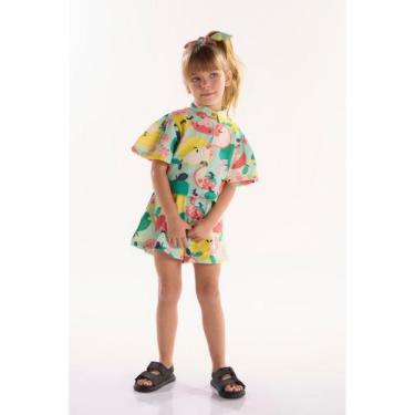 Imagem de Conjunto Infantil para Menina com Camisa e Short Três e Já, Verde, 3