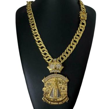 Imagem de Cordão Grumet 15Mm + Pingente Nossa Senhora - Banhado A Ouro