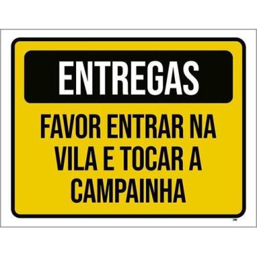 Imagem de Kit 3 Placa Acm Entregas Entrar Vila Tocar Campainha 18X23 - Sinalizo