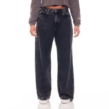 Imagem de Calça Freesurf Wide Leg Estonada Black Denin Tamanho:40;Cor:-Feminino