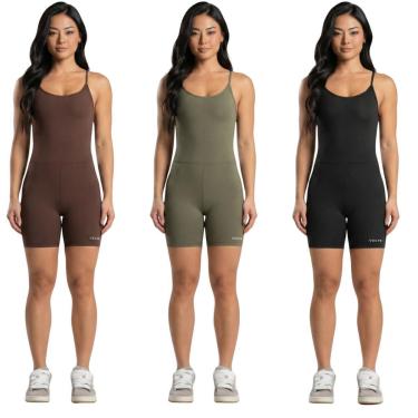 Imagem de KIT 3 Macaquinho Zero Transparencia Costa Cruzada Vekyo Academia Treino Moda Fitness Musculação-Feminino