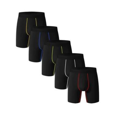 Imagem de Cuecas Boxer Masculinas Pretas Com Stretch, Pacote Com 5, Roupa Íntima