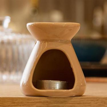 Imagem de Difusor para Óleos Essenciais com Vela 8cm x 8,5cm Bege - Lyor