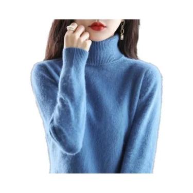 Imagem de Suéter De Cashmere Com Gola Alta Em Plush De Mink Para Mulheres Outono