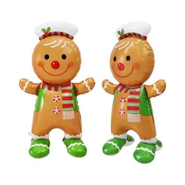 Imagem de Balão Grande De Natal Com Papai Noel E Rena Para Decoração De Festa De