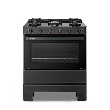 Imagem de Fogão Esmaltec Ideal Super 5 Bocas Preto Mesa de Vidro Bivolt F5VAP