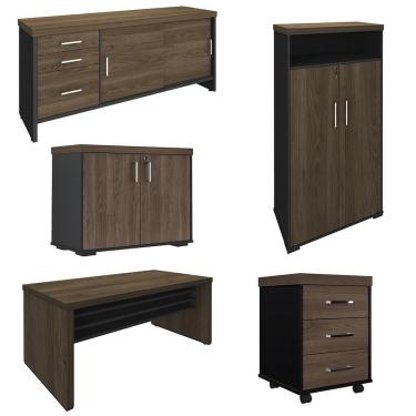 Imagem de Conjunto Escritório Home Office 5 Peças Corp A06 Charuto/preto - Mpozenato