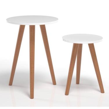 Imagem de Kit Mesinha Lateral Retrô Apoio Enfeite Objetos Vasos Decora