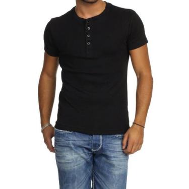 Imagem de Camiseta Henley J Silver Slim Fit Manga Curta 4 Botões - Disponível em
