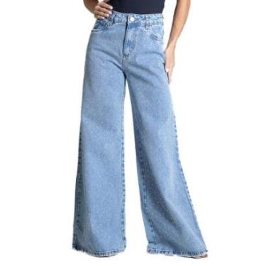 Imagem de Calça Jeans Sawary Super Wide Leg - 282624 - azul médio 46-Feminino