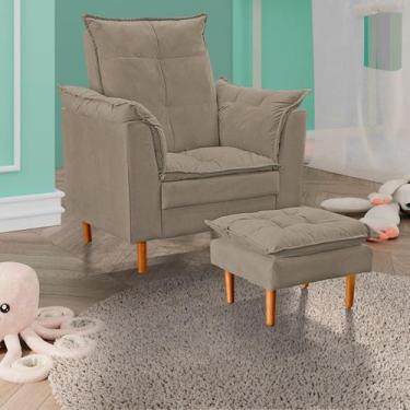 Imagem de Poltrona De Amamentação Com Puff Quarto Bebê Leticia Suede - Isa Estof