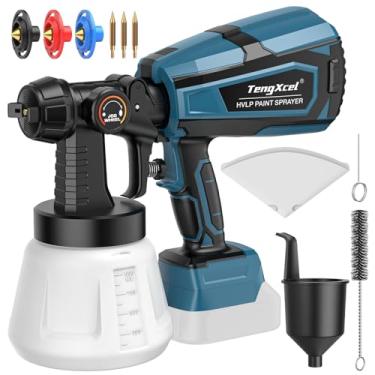 Imagem de TengXcel Pulverizador De Tinta Sem Fio Para Makita, Bateria Íons Lítio 18 V Lxt, Pistola Pulverização 200 W Com Motor Escovas, 3 Bicos Cobre E Recipiente 1000 Ml, Pintura Tetos, Cercas Paredes (Sem