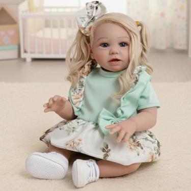 Imagem de Bebê reborn loira corpo de silicone boneca reborn realista pode dar ba