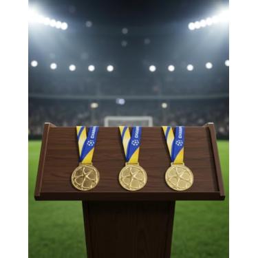 Imagem de Kit 3 Medalhas Premium Para Futebol Premiação 55mm C/Cordão