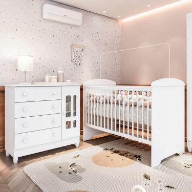 Imagem de Quarto de Bebê Completo 100% Mdf Eloá Branco