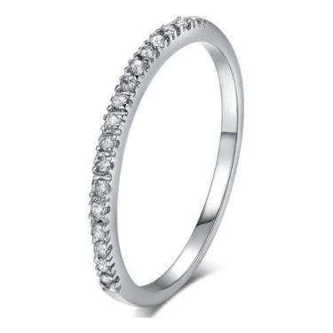 Imagem de Anel Meia Aliança Aparador Dourado Ou Prata Pedra Zirconia - De Castro