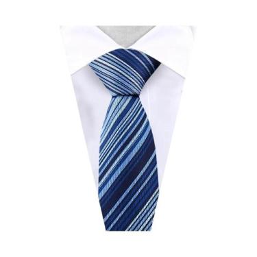 Imagem de Gravata Masculina Azul Com Listras Douradas, Acessórios Para Terno Par