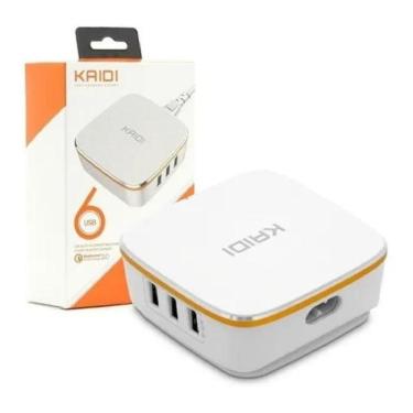Imagem de Hub Carregador Tomada Kaidi 6 Usb Turbo Auto Id 7a para Celular Tablet