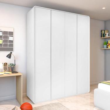 Imagem de Guarda Roupa Solteiro 100% MDF 4 Portas Easy Like Branco - Móveis Lopa